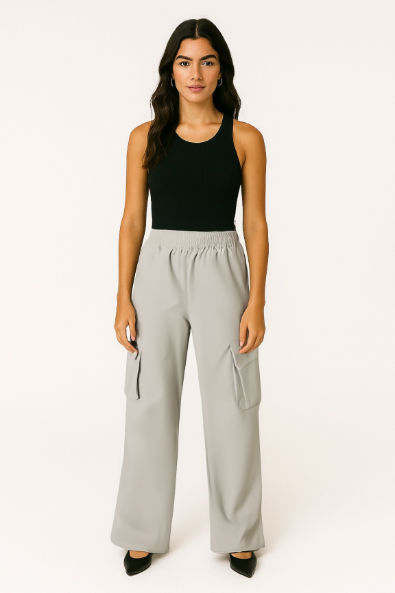 calça wide.