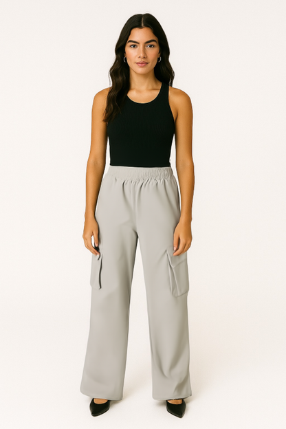 calça wide.