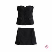 conjunto blusa e saia peep.