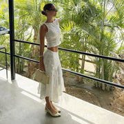 conjunto blusa e saia field.
