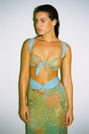 conjunto top e saia longa flora.